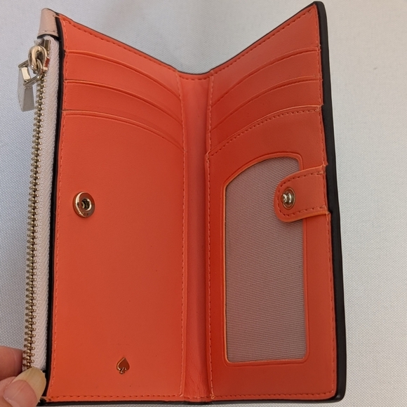 Kate Spade New York Tini Grapefruit Embellished Small Slim Bifold Wallet EUC - Picture 4 of 5